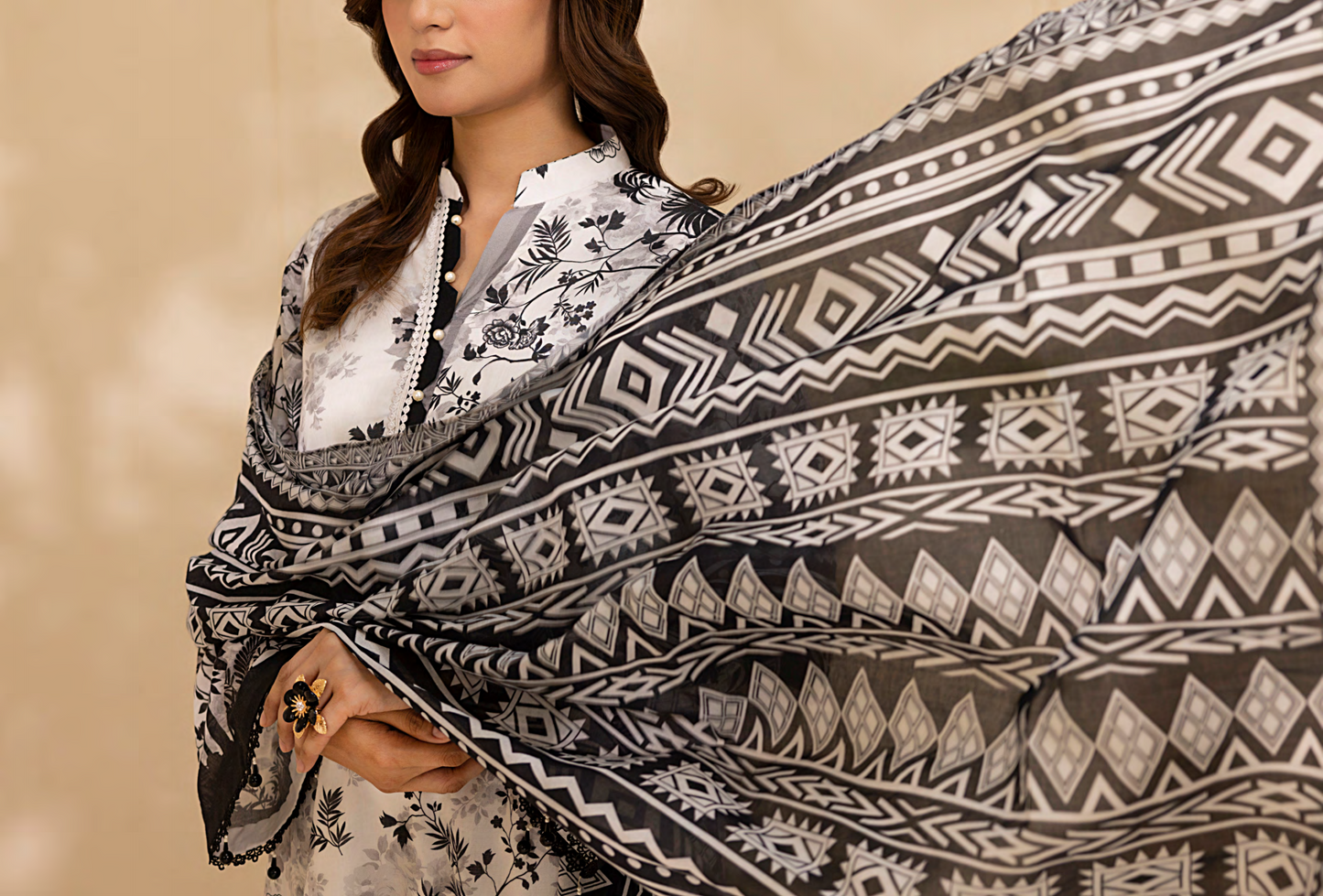 Salitex 100% Original Lawn ❤️ MONOCHROME B&W by SANA& SARA