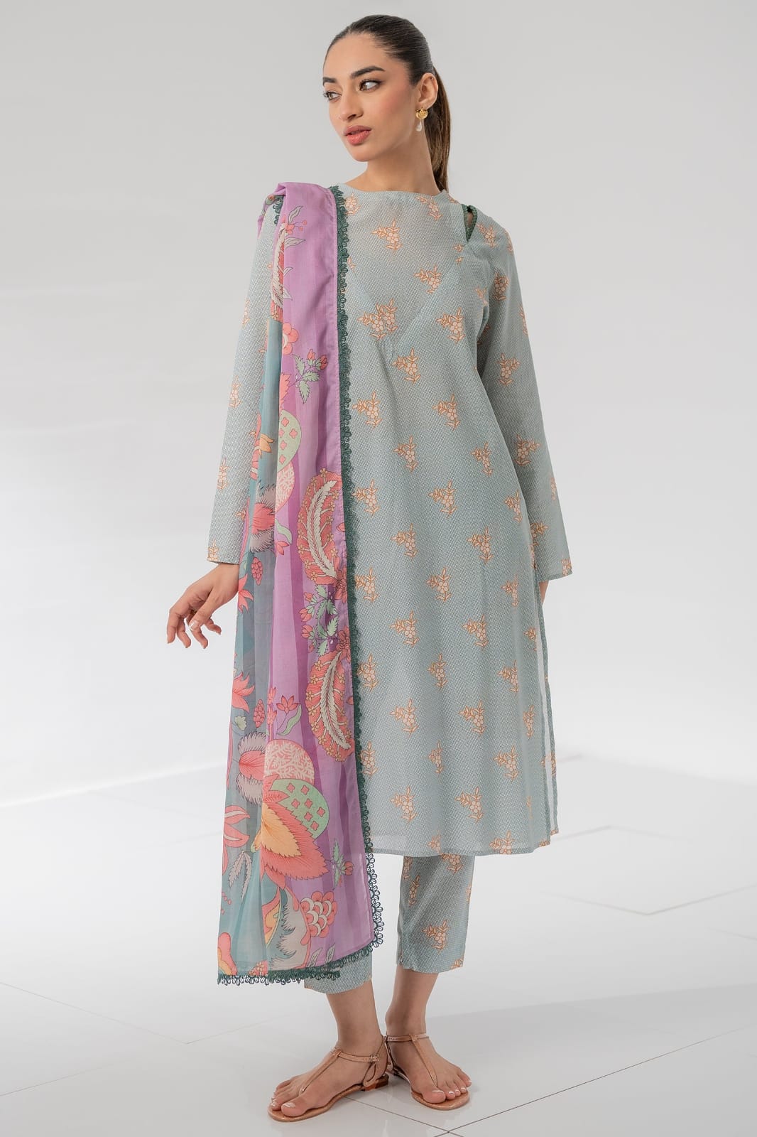 100% Original Lawn Shirt Piece Unstitched Digital Printed ๐๐งก