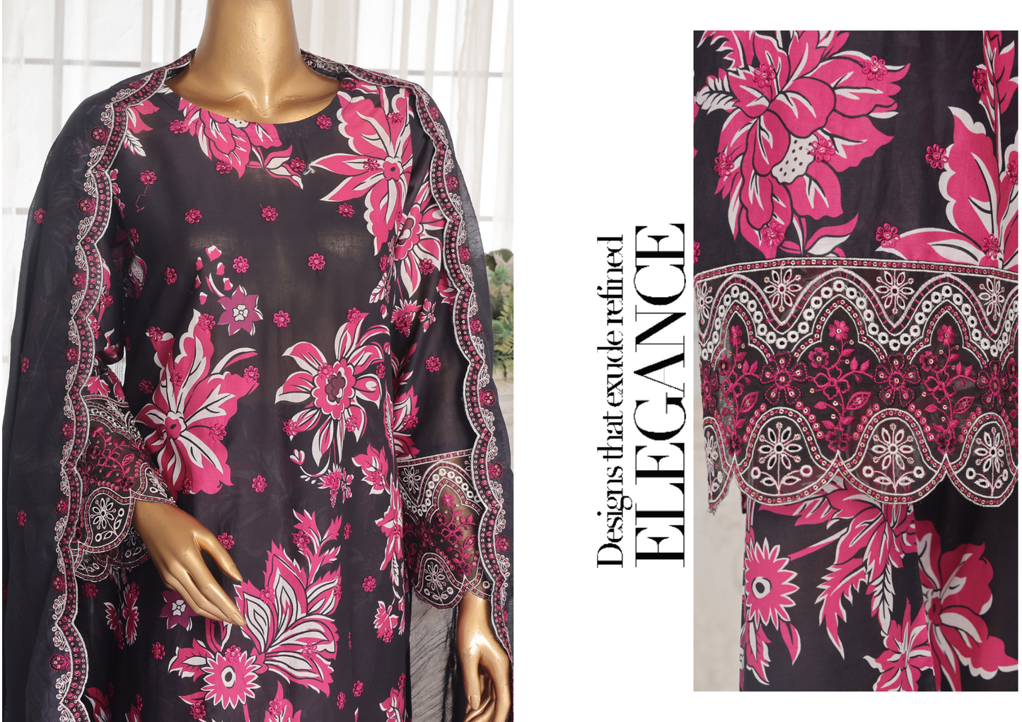 Aifa Daisy ChikanKari Unstitched 3 PIECE πβ