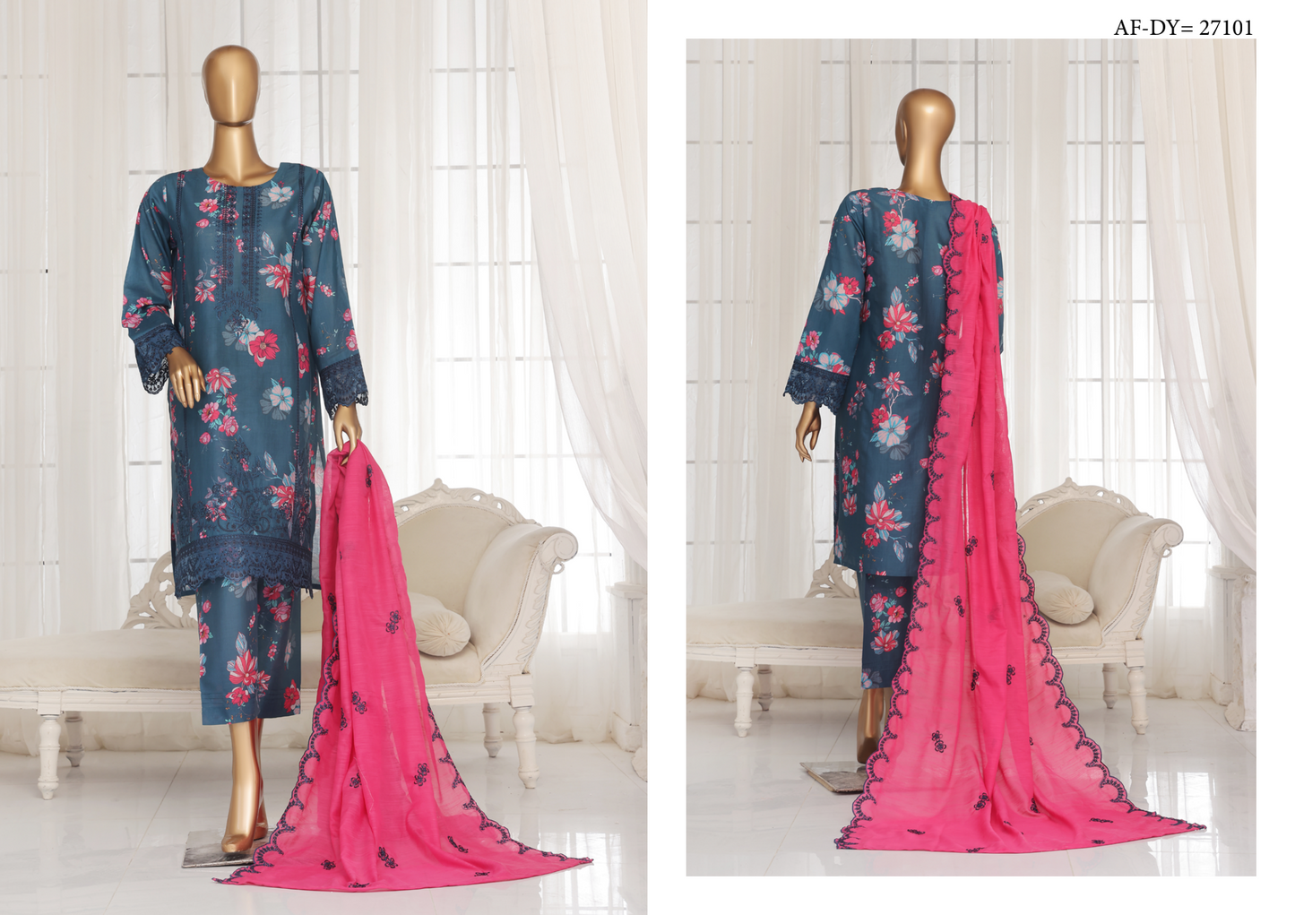 Aifa Daisy ChikanKari Unstitched 3 PIECE πβ