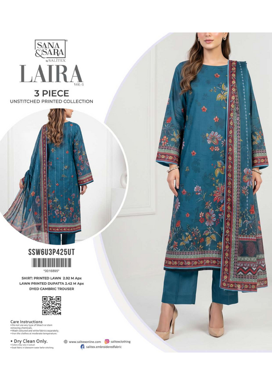 Eshaal Premium 3PC Lawn Collection Design No# SSW6U3P425UT