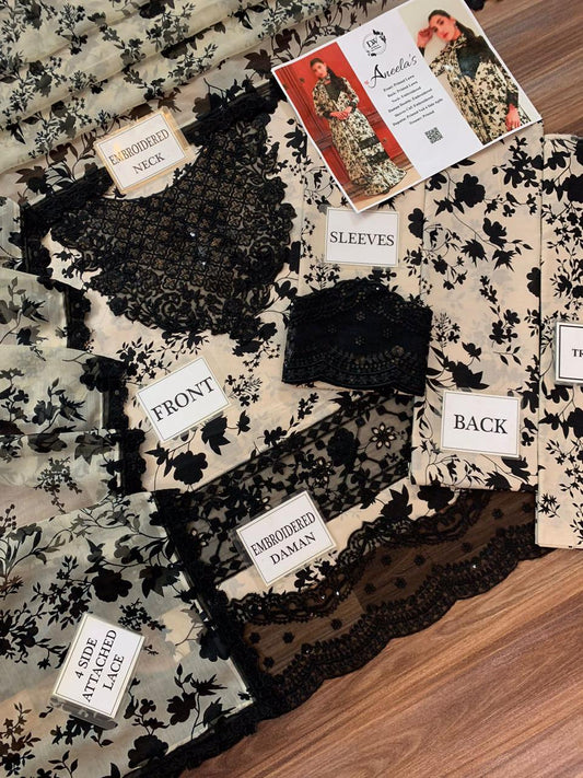 Aneela's Elegant 3PC Unstitched Lawn Suit Collection