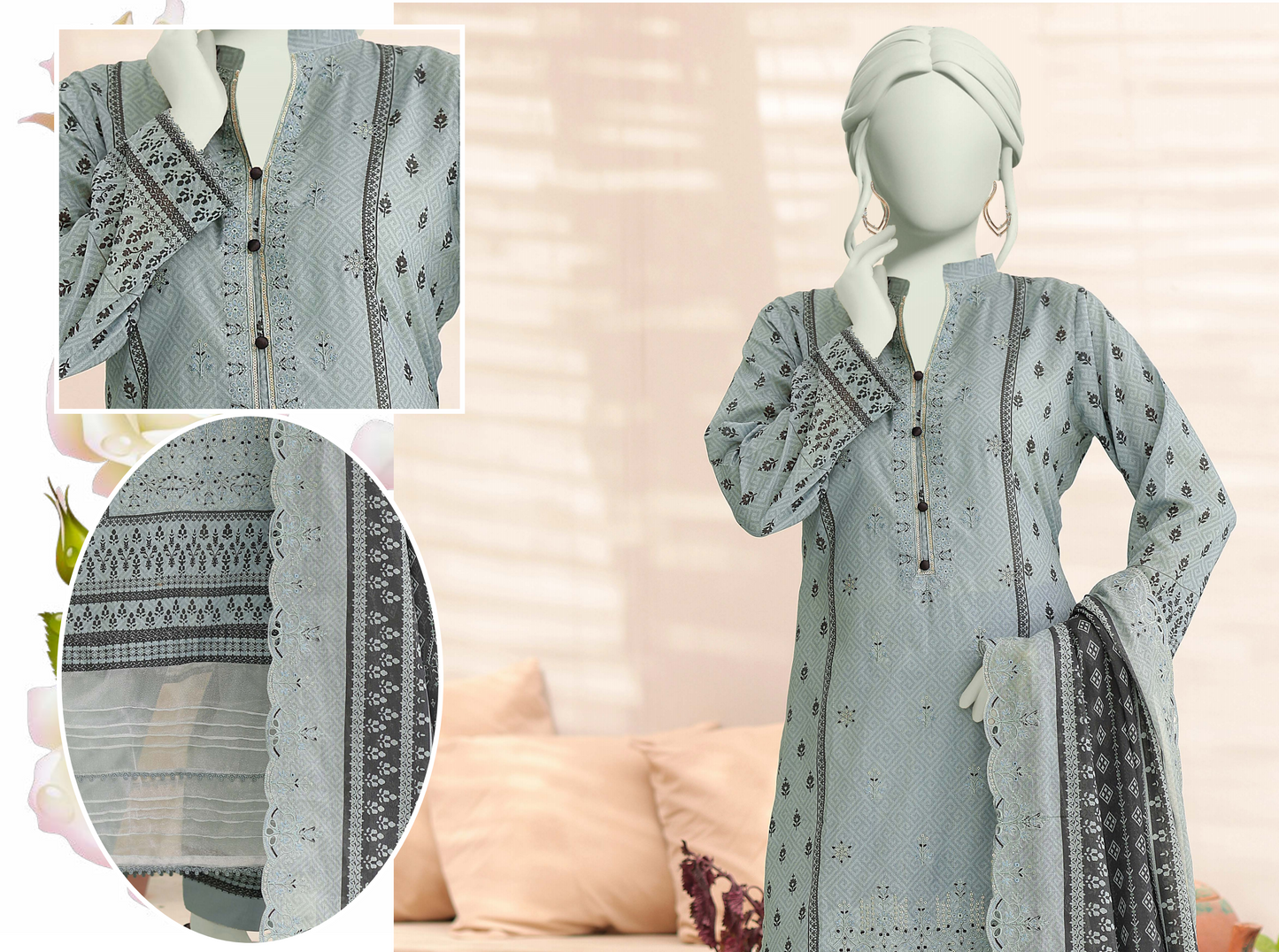 š§”š„ ALMEERAH FLORENCE Embroidery Cutwork Dupatta 3 Pieces š„ā¤ļø