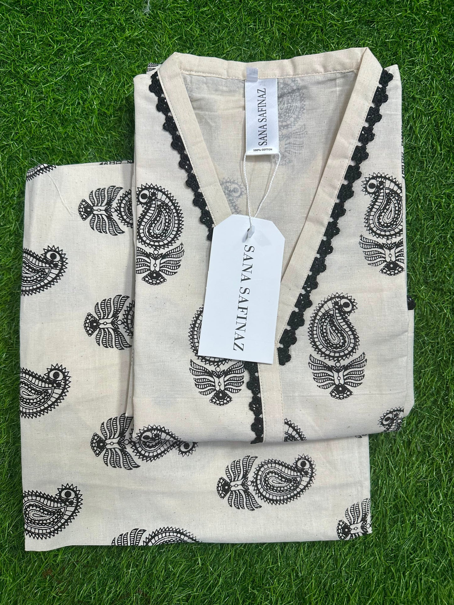 SanaSafinaz Stitched 2PCS Cream-Black
