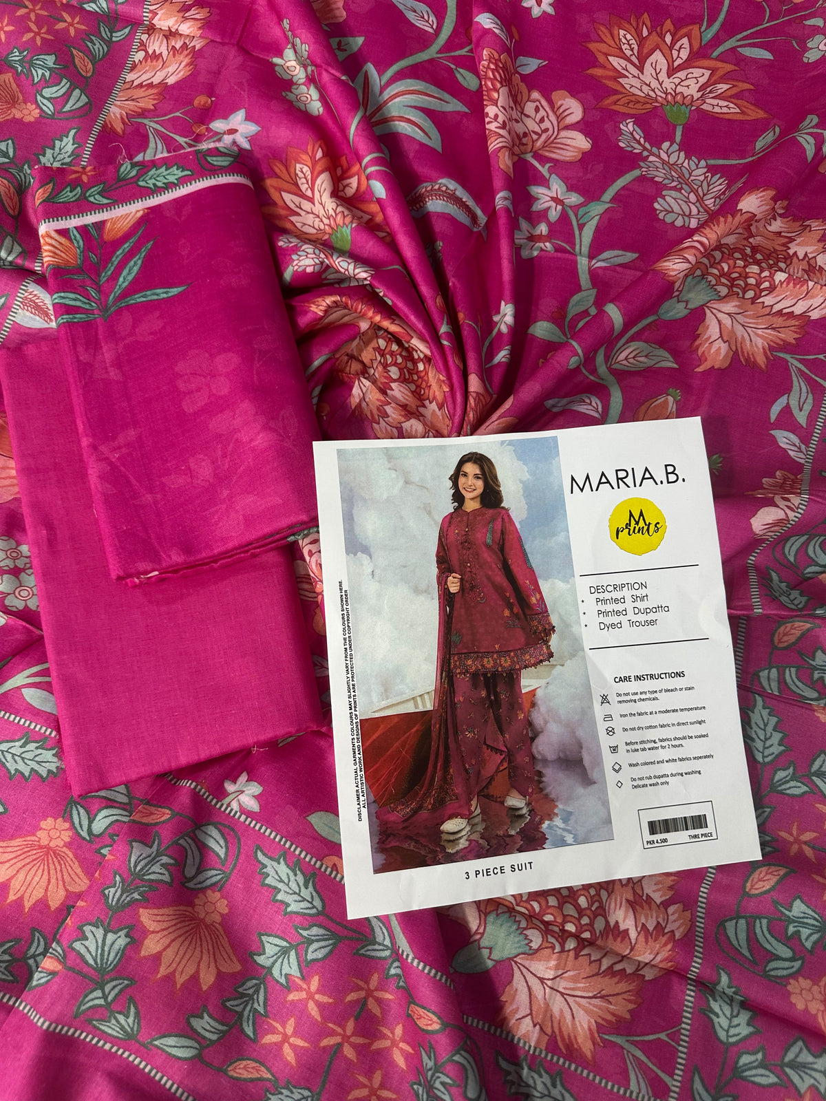 Maria B Dark Pink Printed 3Pcs