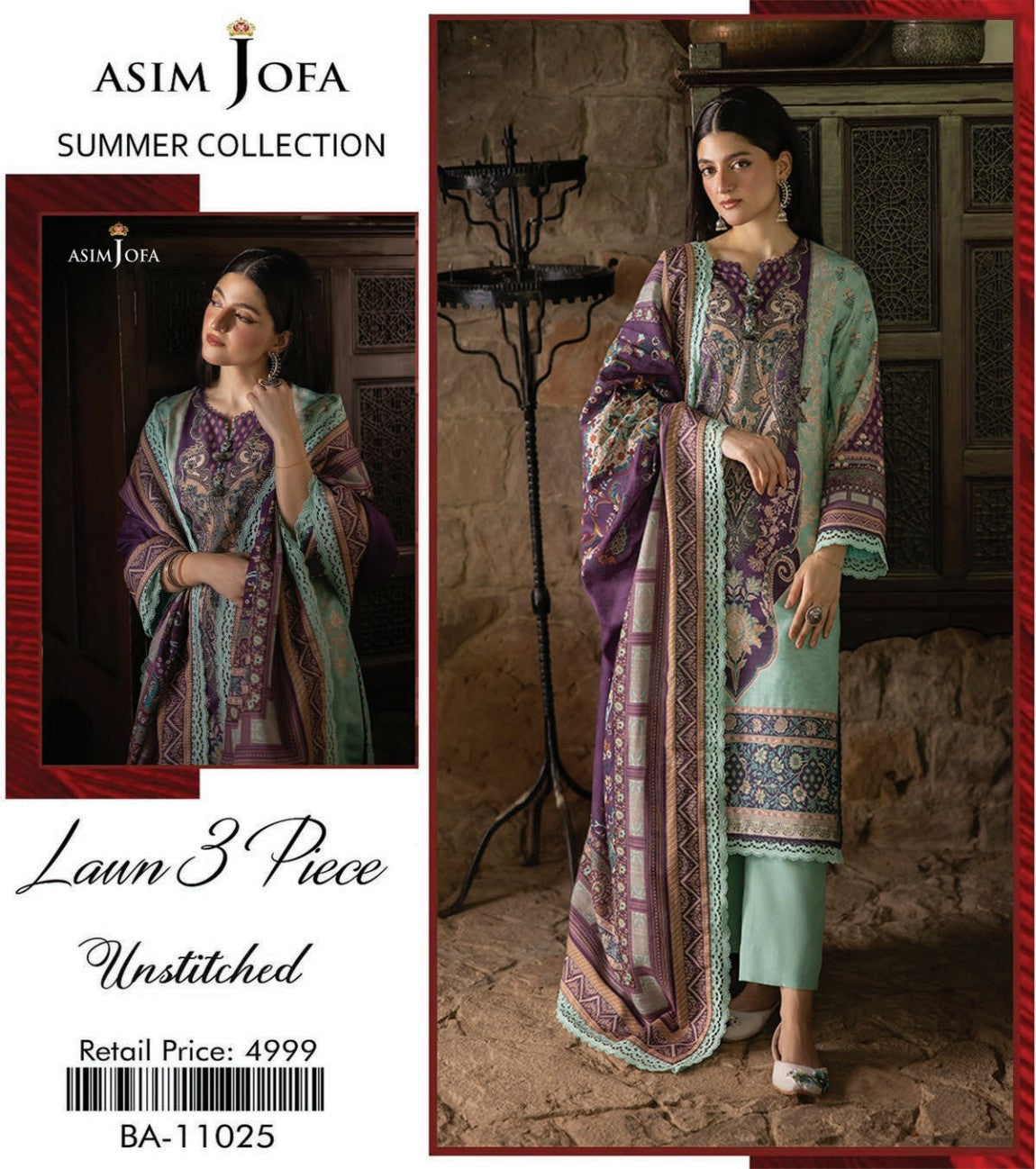 Asim Jofa Lawn Printed 3PC In Wholesale Price