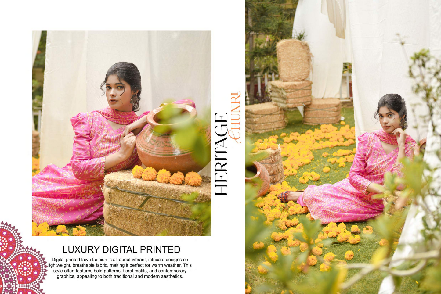 MoosaJee 100% Original Heritage Chunri Unstitched 3Ps๐๐ฅ