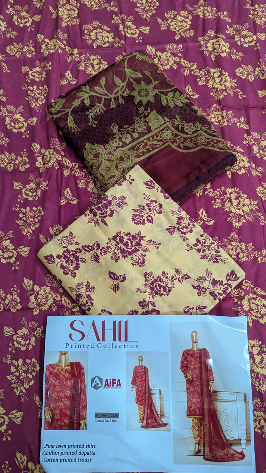Sahil by AIFA Printed Lawn Un-Stitched 3P in wholesale Price