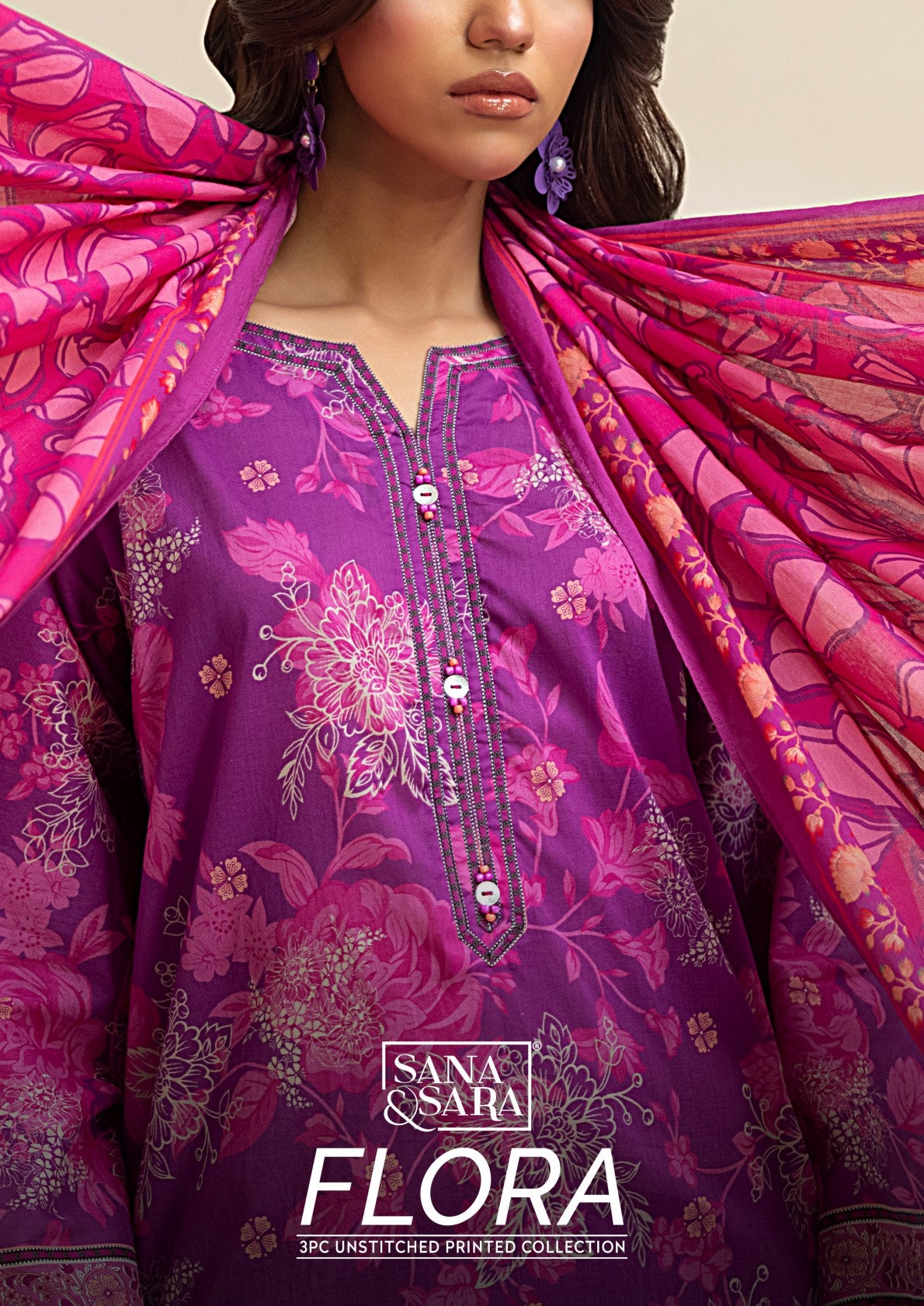 SALITEX FLORA VOL-I 100% Original Lawn ❤️ by SANA& SARA