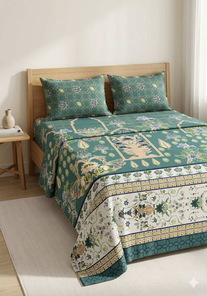 SALONIKA PURE COTTON BEDSHEETS Most Demanding Collection Full Printed King Size Bedsheets