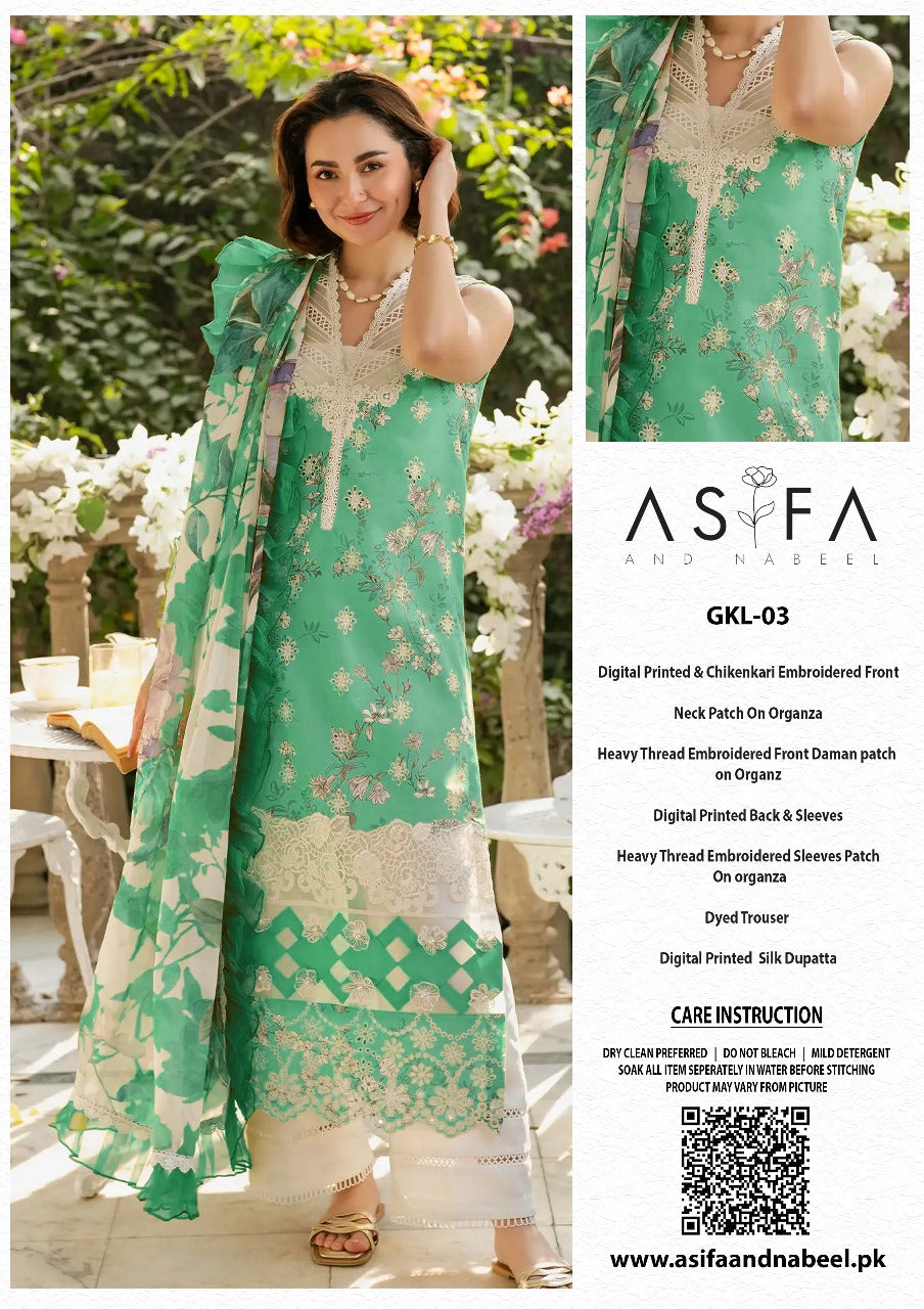 Asifa & Nabeel Digital Print Chikankari Embroidered Lawn