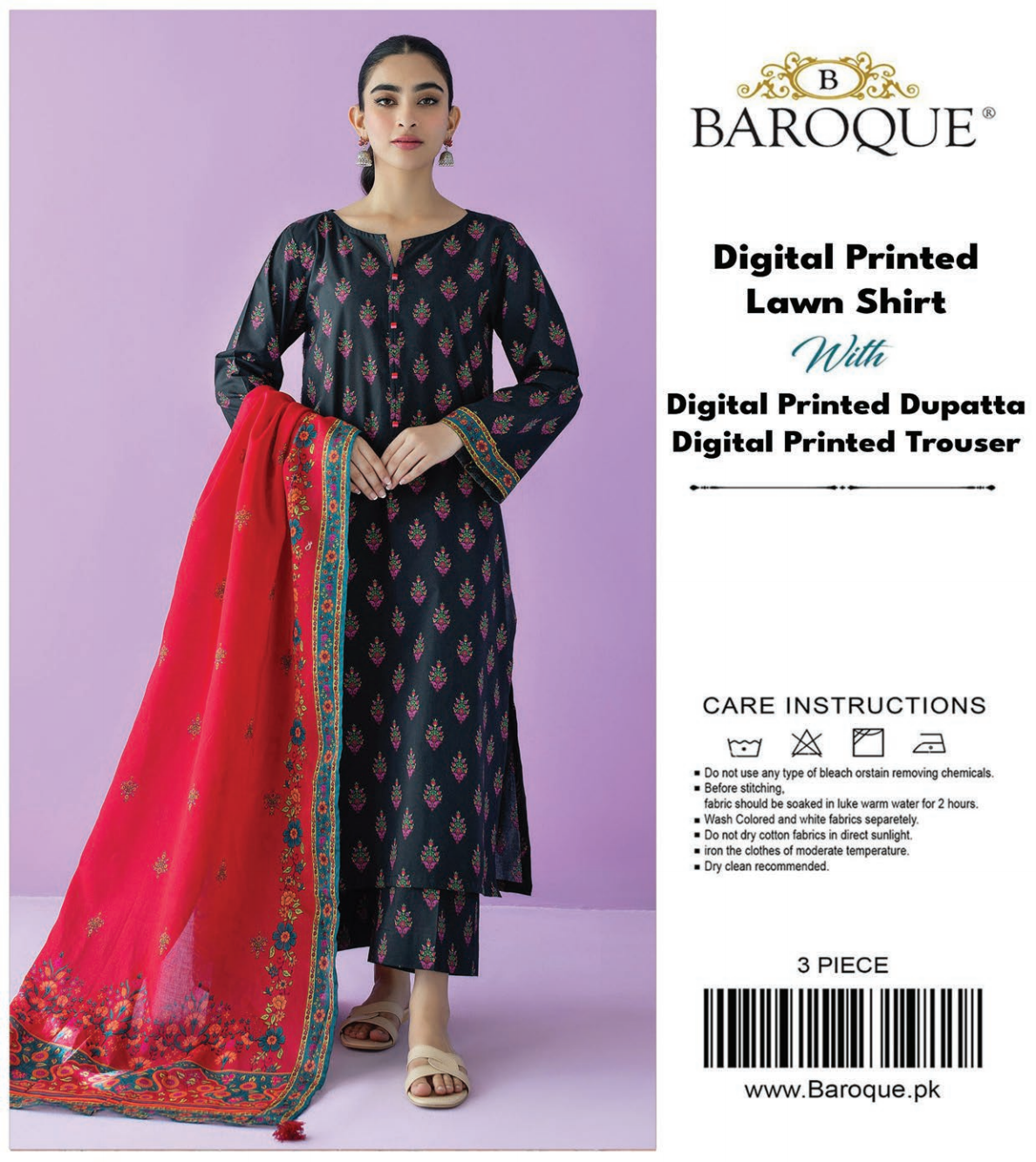 Baroque Unstitched Lawn 3 Pieces in Wholesale Price 🔥❤️
