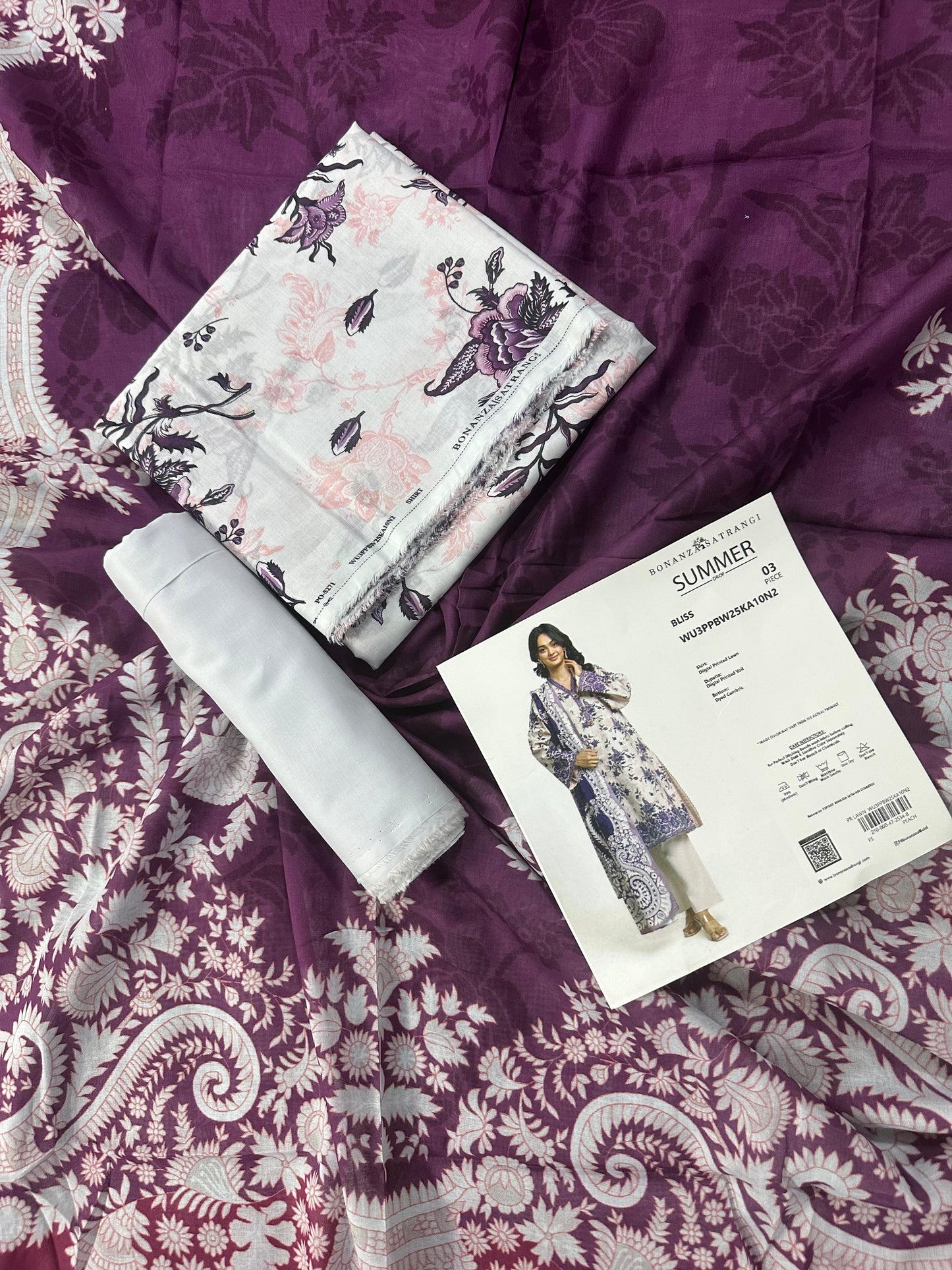 BONANZA SATRANGI (D.C:- WU3PPBW25KA10N2)3PCS UNSTITCHED COLLECTION