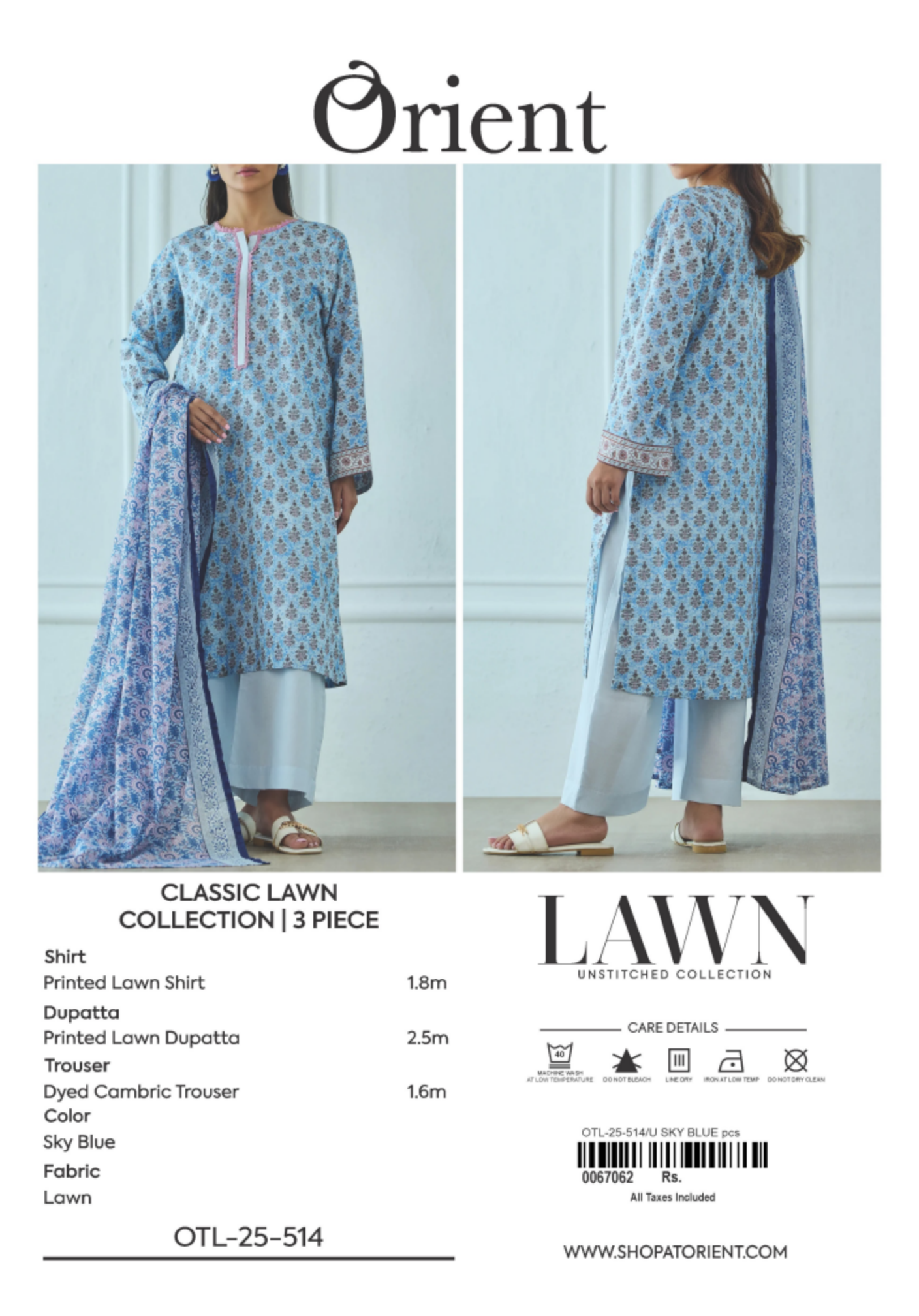 ✨ORIENT 100% ORIGINAL Unstitched Lawn 3 Piece✨ Design #OTL-25-514