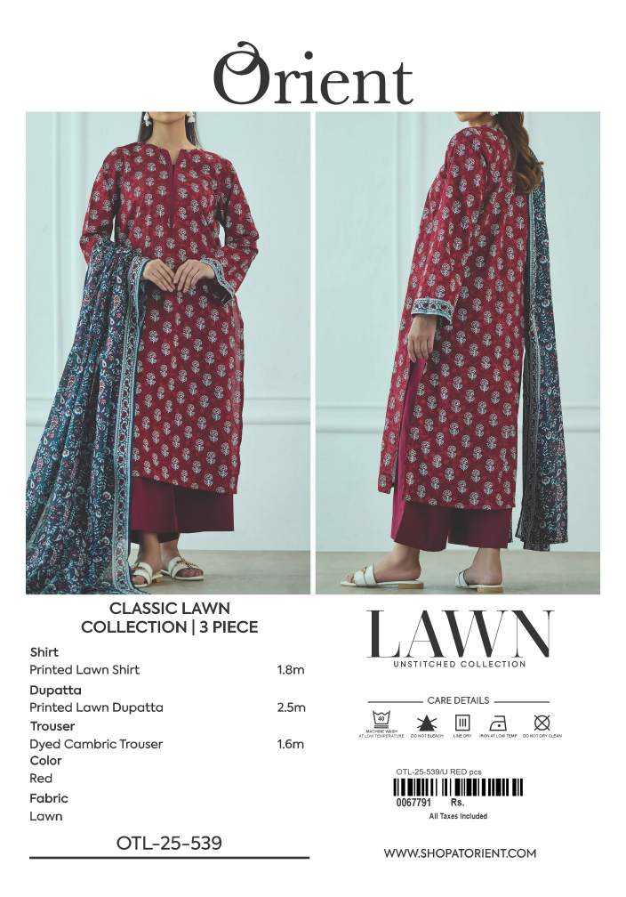 ✨ORIENT 100% ORIGINAL Unstitched Lawn 3 Piece✨ Design #OTL-25-539