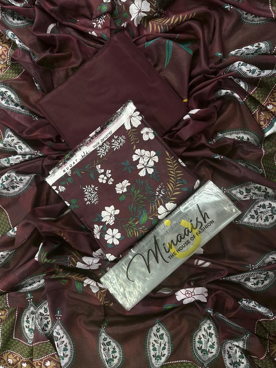 Minash D - 7 - 3PCs Unstitched Printed Lawn Collection