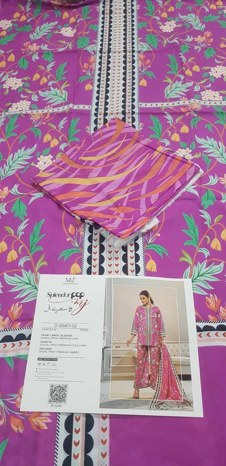 100% Original Spiendor Pop by MoosaJee Farooq Textile Lawn Unstitched 3 Pieces ❤️🔥