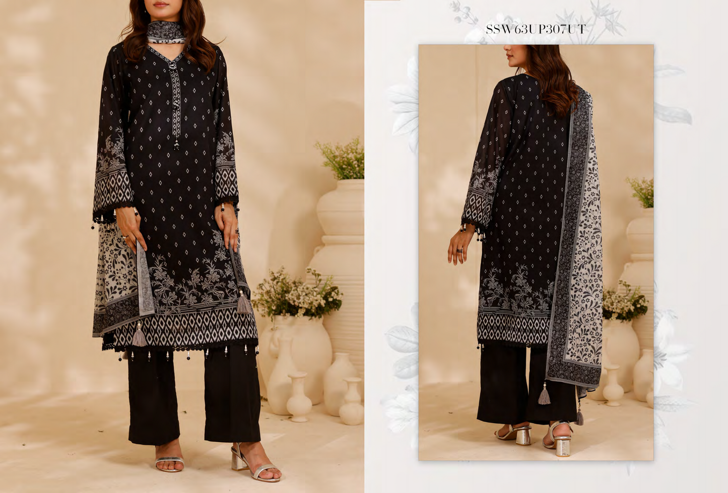 Salitex 100% Original Lawn ❤️ MONOCHROME B&W by SANA& SARA