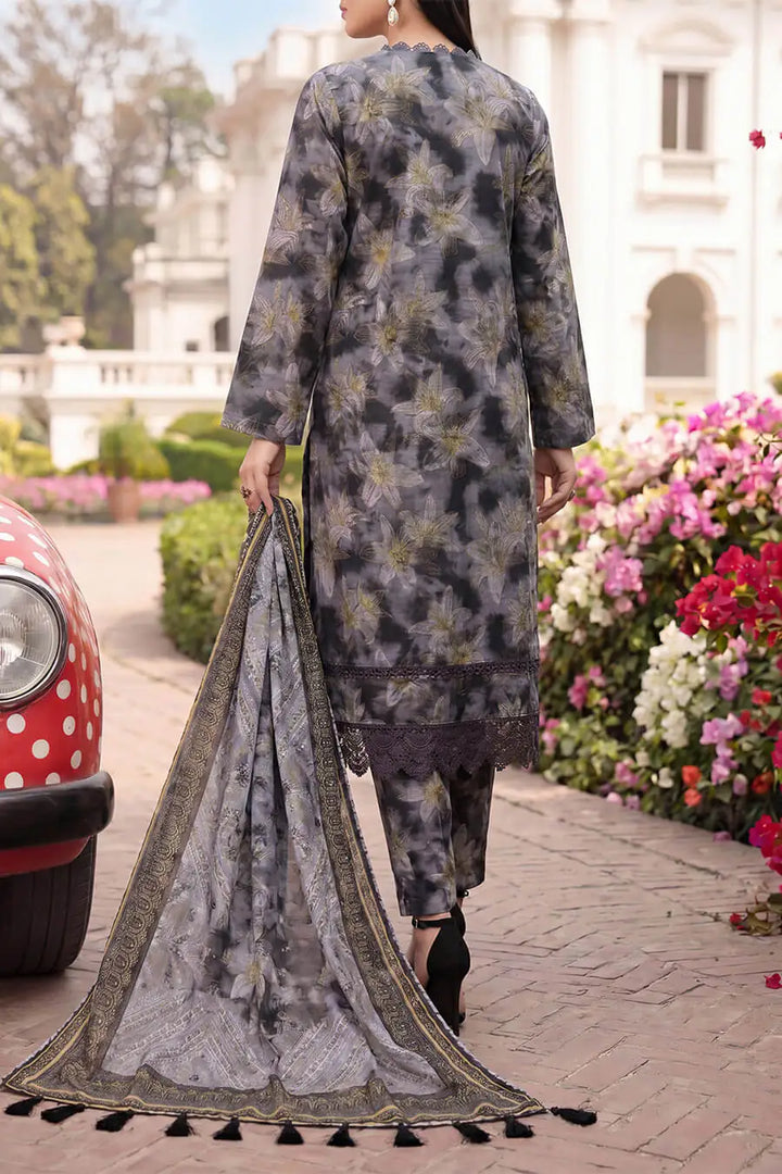 Floral Fusion By Almeerah D-6 - 3Pcs Printed Stripe Collection