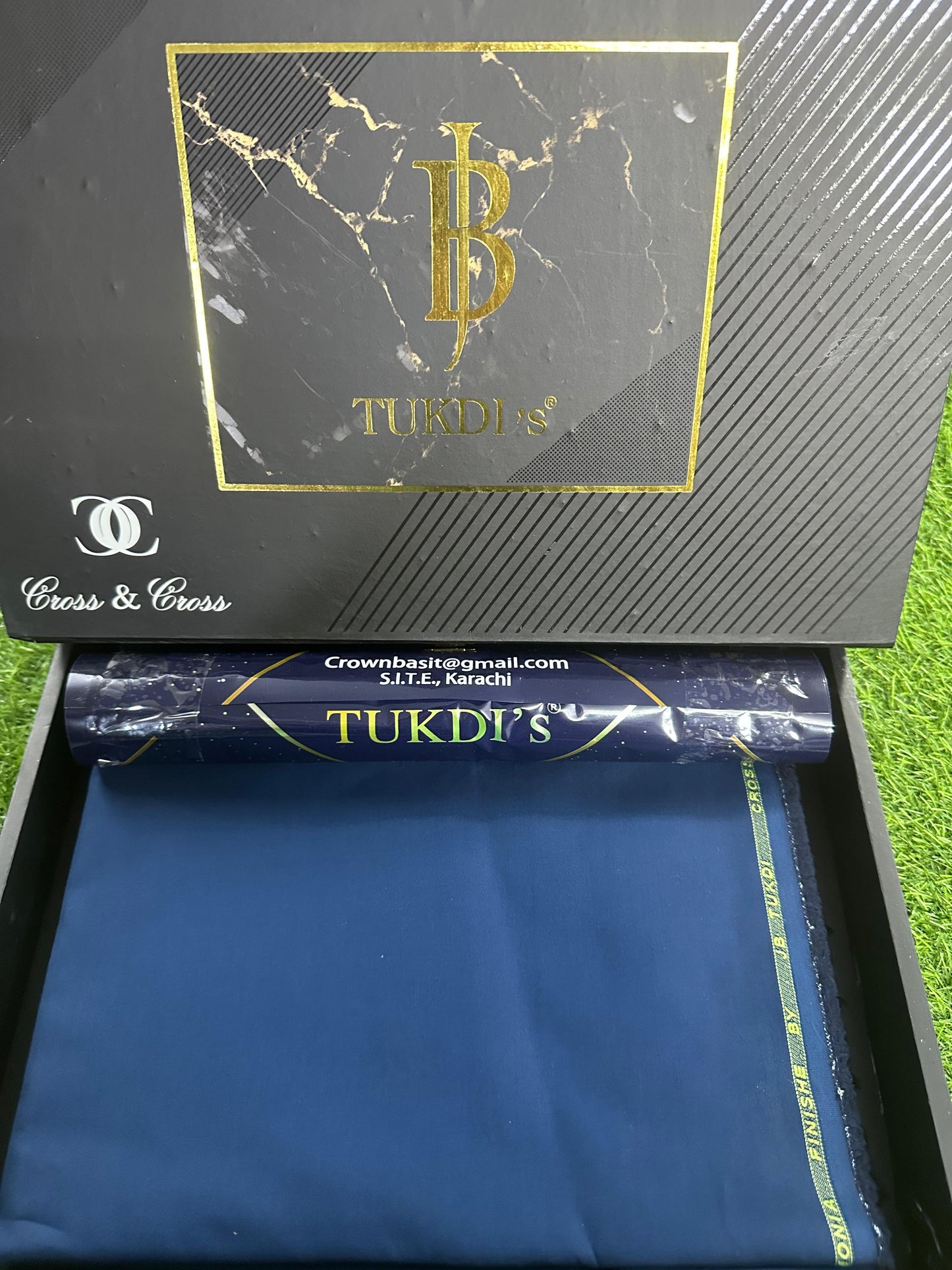 J B TUKDI Unstitched Pure Cotton Stuff | Color: Navy Blue
