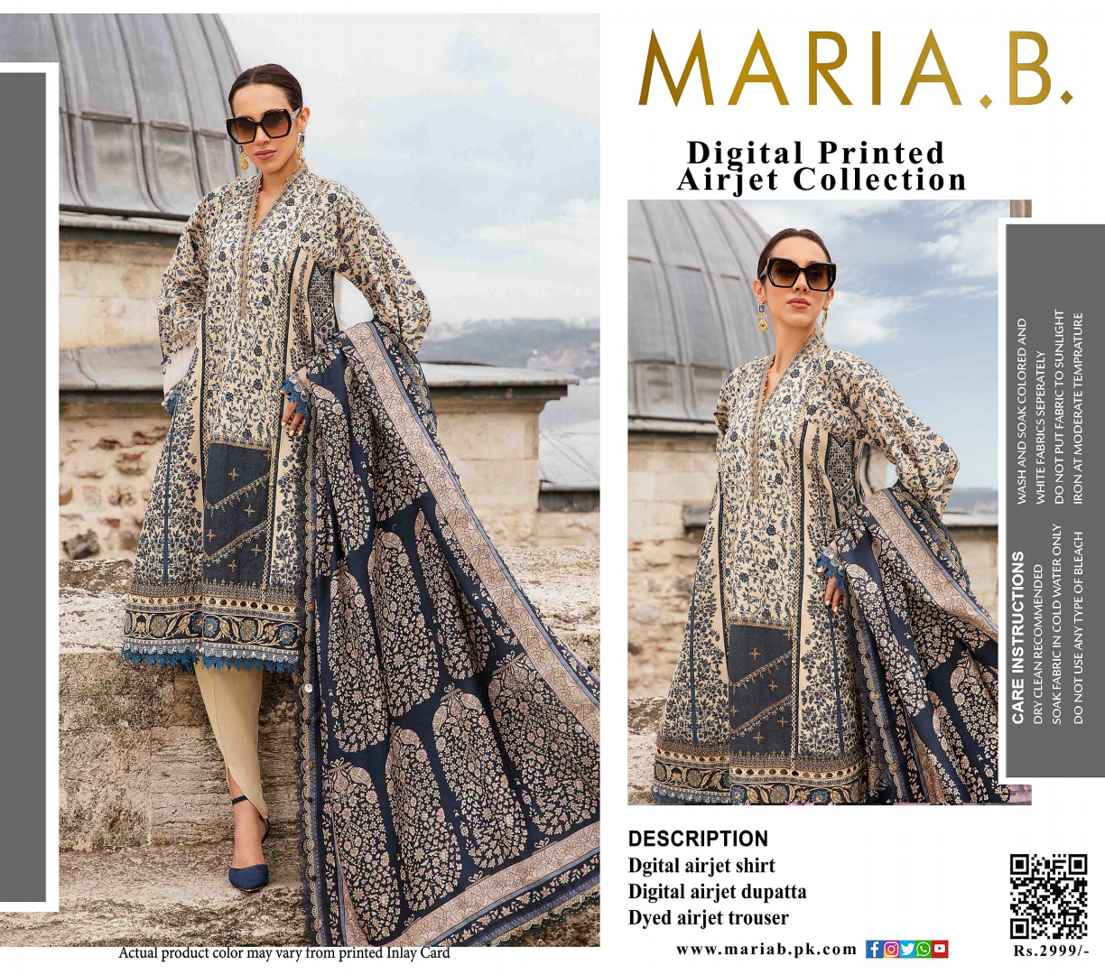 Maria.B Unstitched Printed 3PCs
