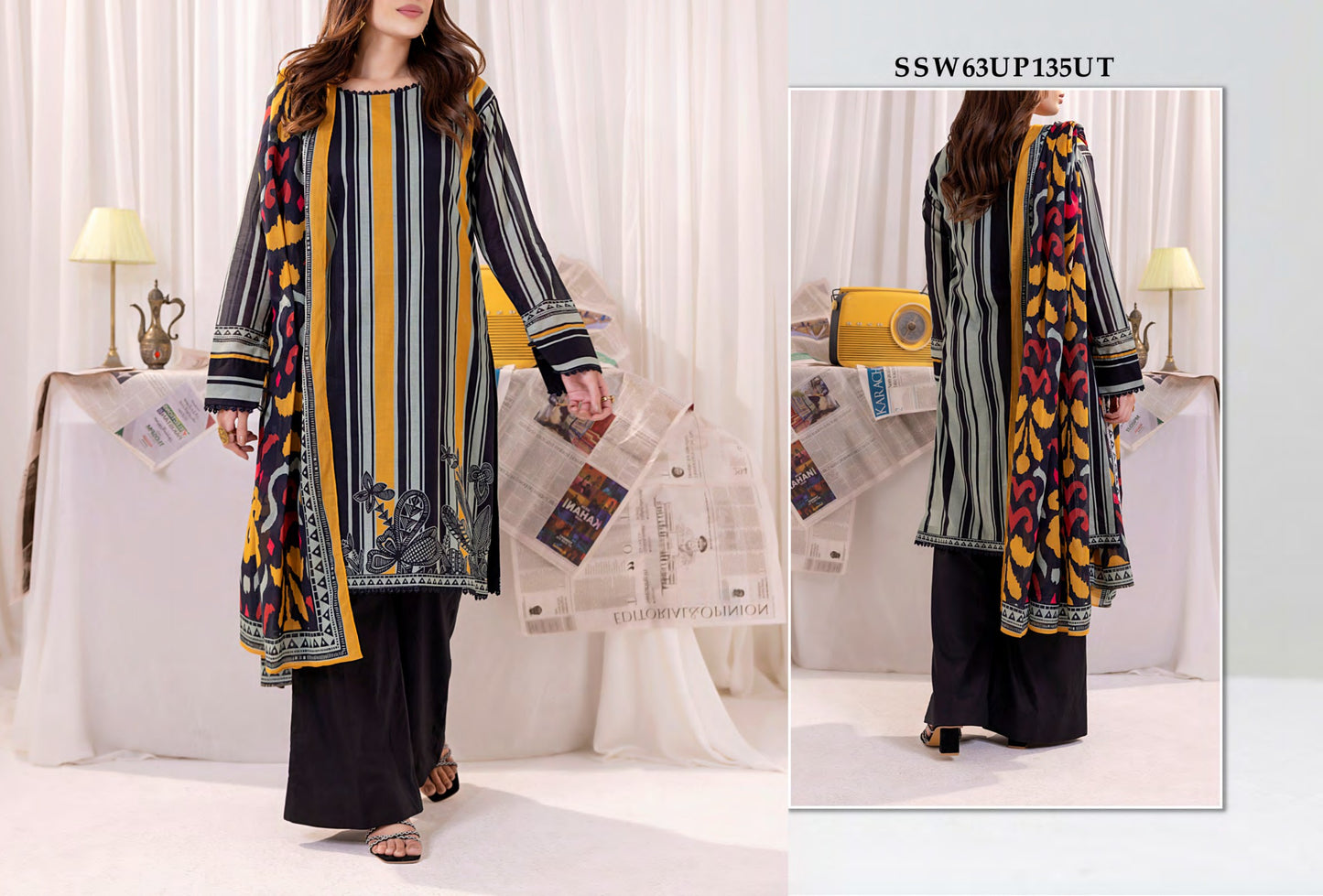 GulAhmed,Khaadi,Zellbury,Ego,Salitex,CrossStitch,Nishat,Firdous,Baroque,Maria.B,Alkaram ,SanaSafinaz Printed Unstitched 3P in 1299π΅π°π