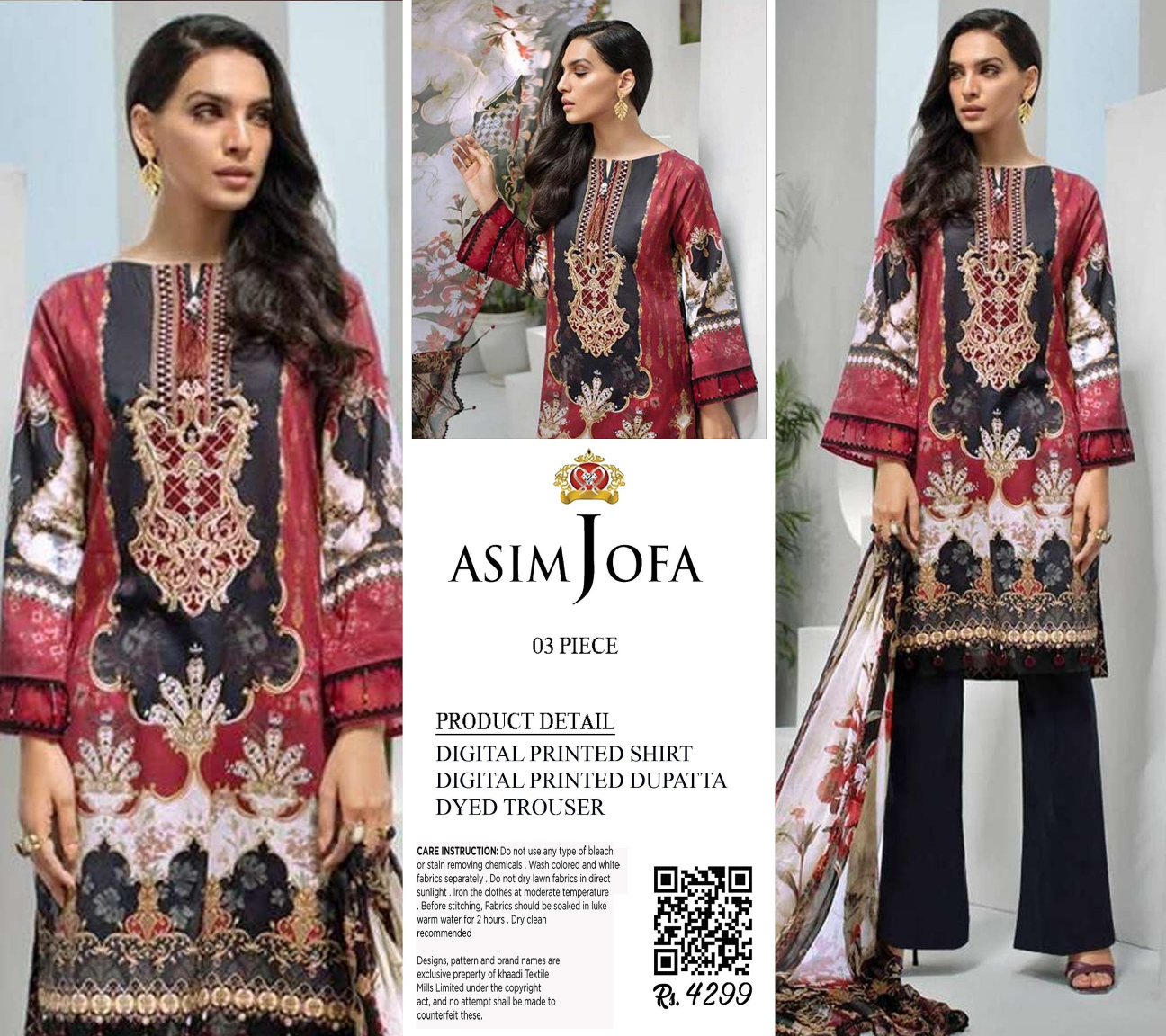 ASIM JOFA 3PC UNSTITCHED DIGITAL PRINTED COLLECTION