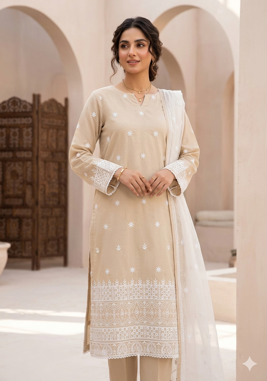 Mix Brand – Premium Unstitched Collection Embroidery All-Over 1-Piece Suit