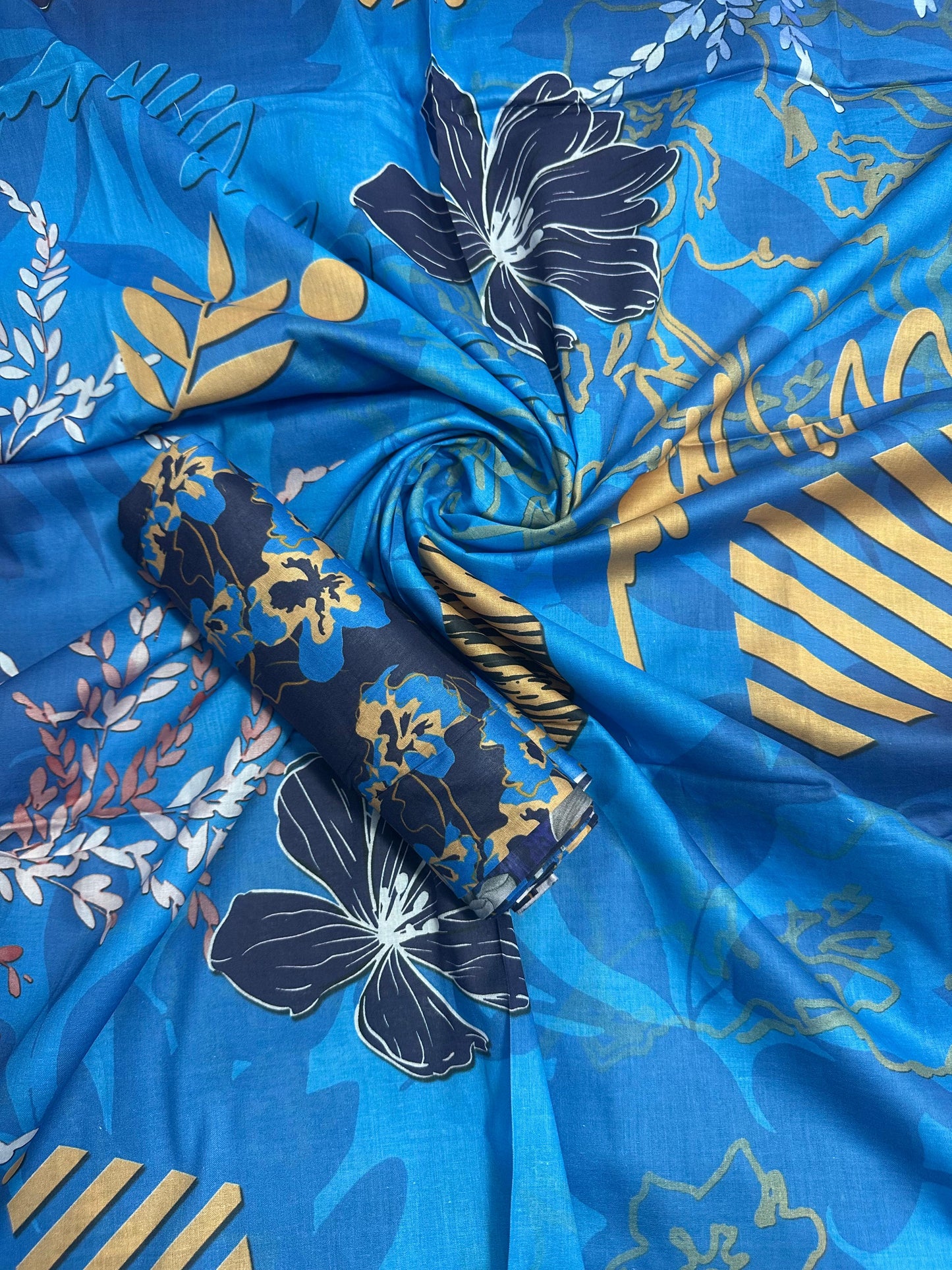 Baroque Blue (S+D) 2 PCs Unstitched Lawn Collection