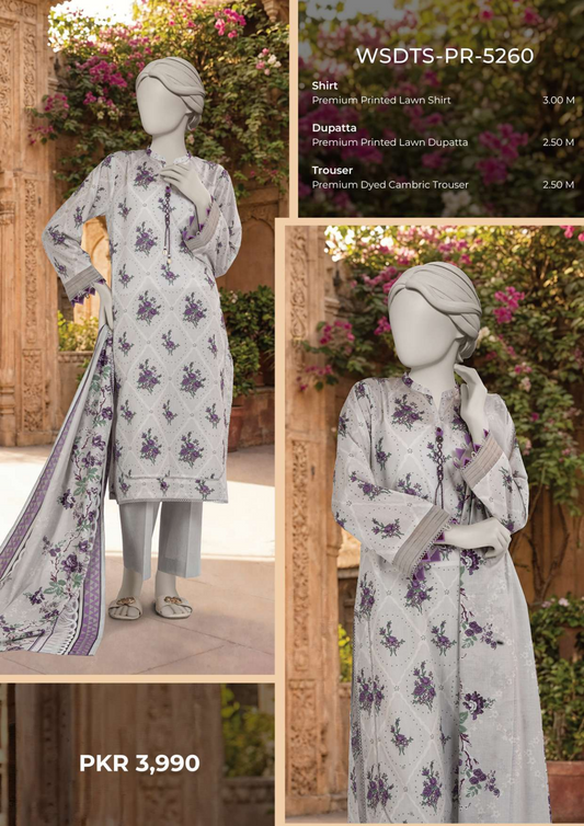 MTJ Original(WSDTS-PR-5260) Printed Lawn Unstitched Collection – Summer 2026