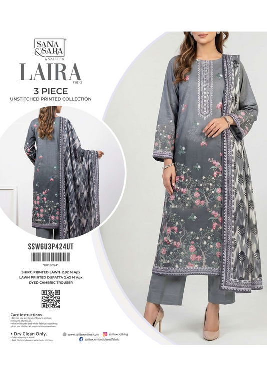 Eshaal Premium 3PC Lawn Collection Design No# SSW6U3P424UT