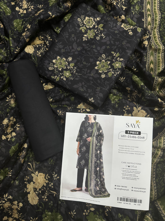 SAYA D.C:-U01-25486-05AR - 3 Piece Printed Lawn Collection