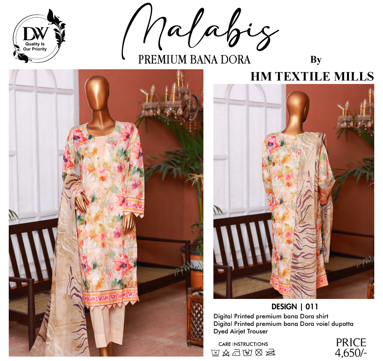 Malabis Doria Lawn Unstitched 3 Pieces 🔥❤️