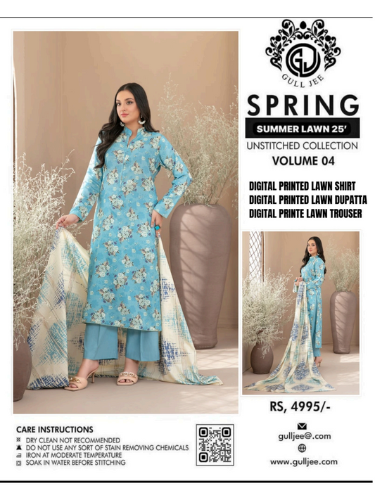Gull Jee Spring Vol 04 Unstitched Lawn 3 Pieces in Wholesale Price ๐ฅ๐งก