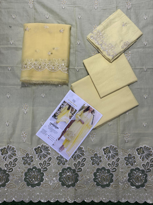 3PC Unstitched Lawn Embroidered Suit (D.C:-SSW6U3P273UT)