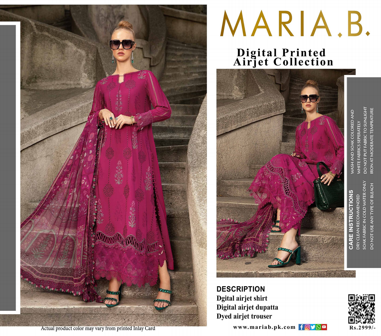 Maria.B Unstitched Printed 3PCs