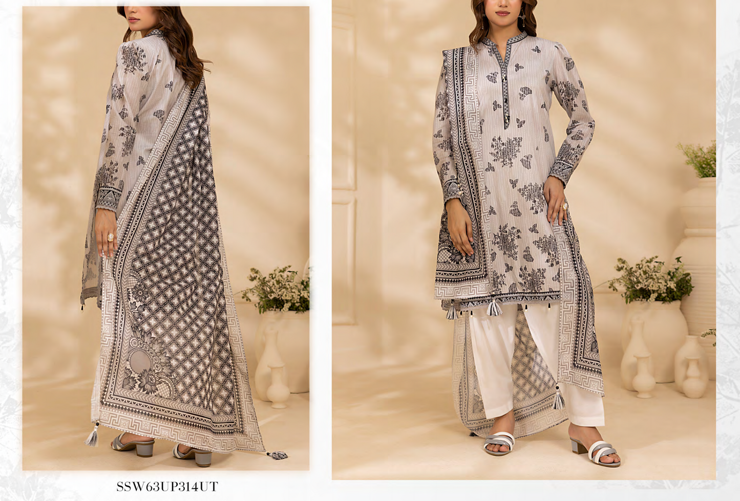 Salitex 100% Original Lawn ❤️ MONOCHROME B&W by SANA& SARA