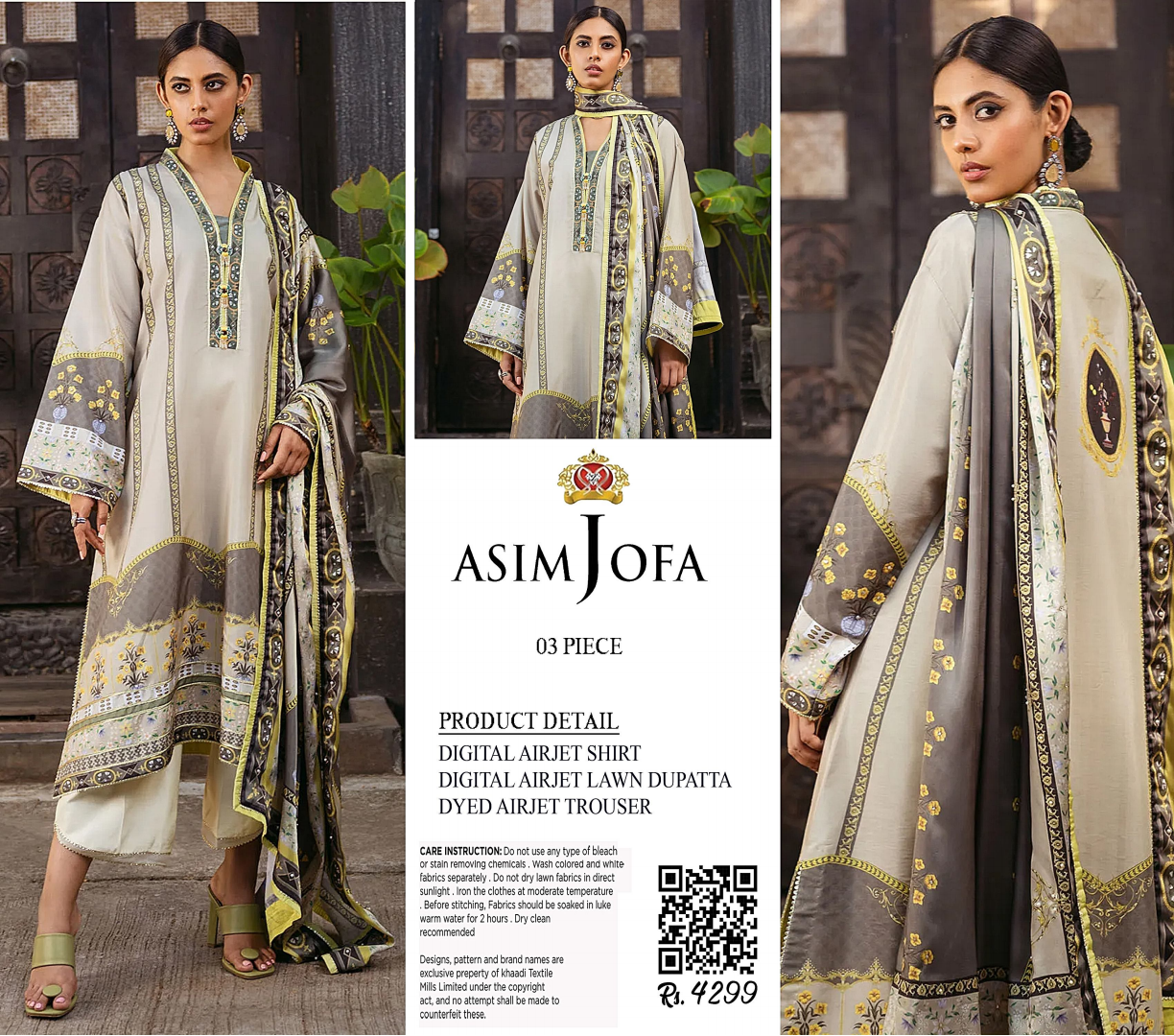 Asim Jofa Unstitched Lawn Printed 3PC In Wholesale Price
