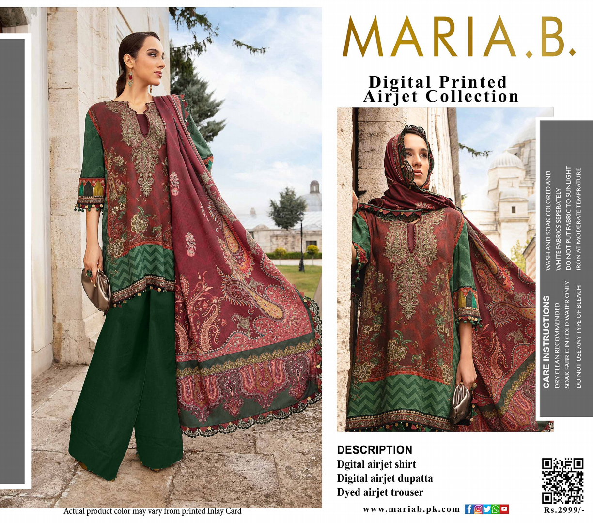 Maria.B Unstitched Printed 3PCs