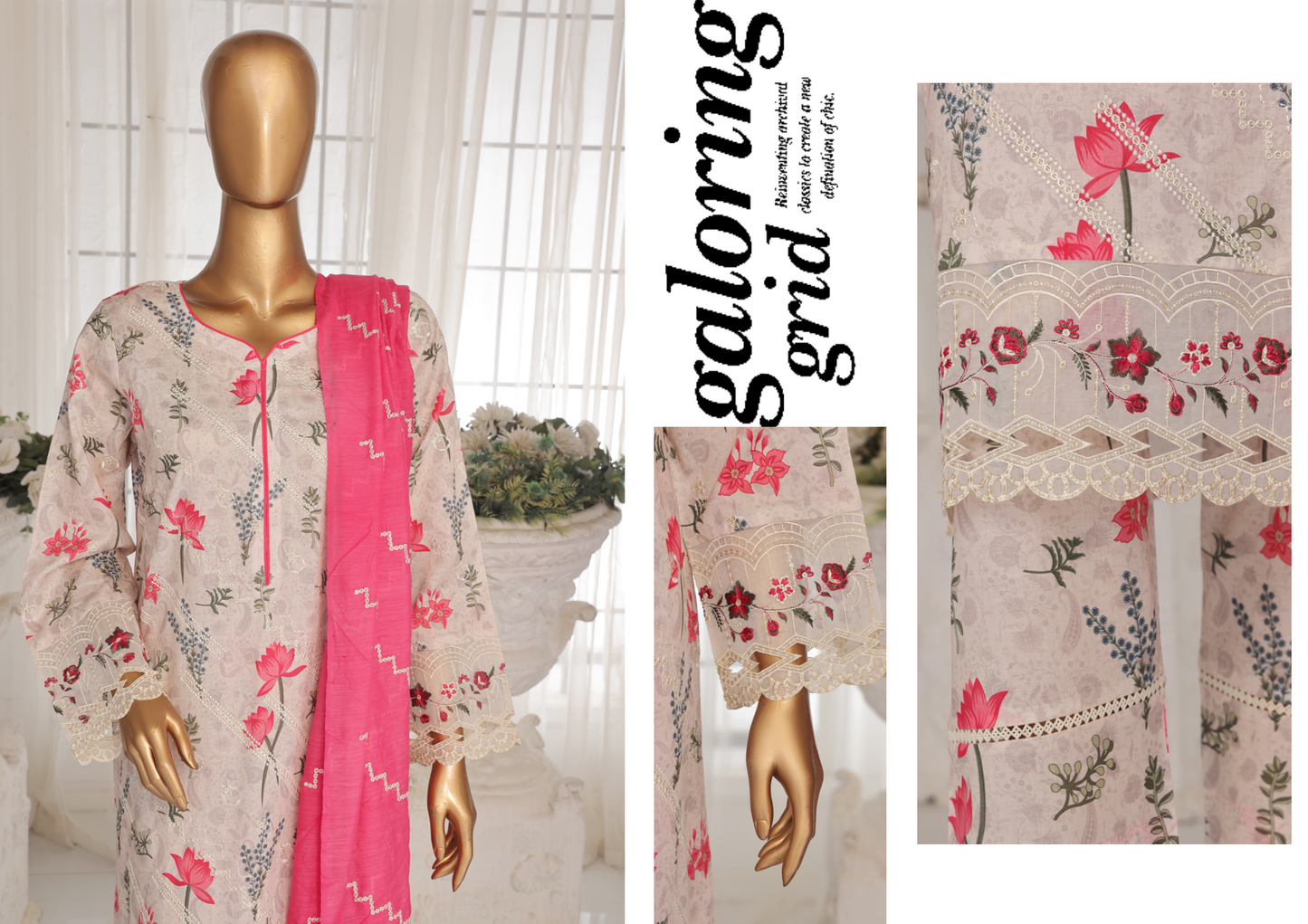 Aifa Daisy ChikanKari Unstitched 3 PIECE πβ
