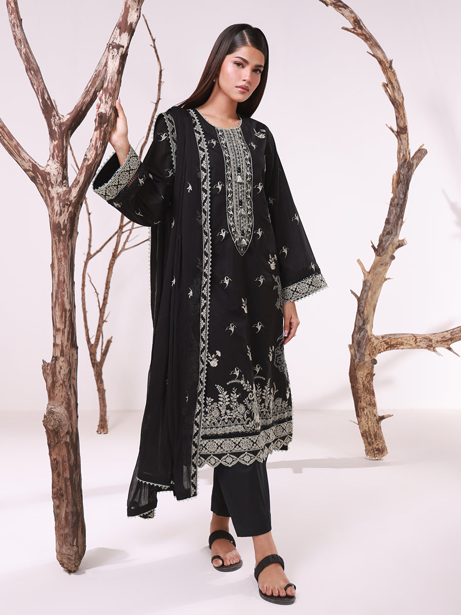 SALITEX MONOCHROME EMBROIDERED LAWN SUIT 🖤