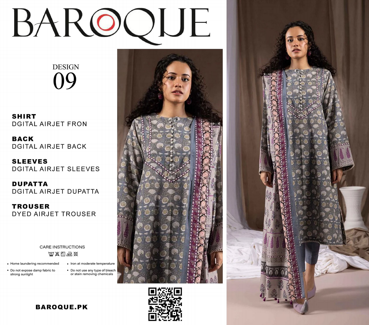 GulAhmed,Khaadi,Zellbury,Ego,Salitex,CrossStitch,Nishat,Firdous,Baroque,Maria.B,Alkaram ,SanaSafinaz Printed Unstitched 3P in 1299π΅π°π