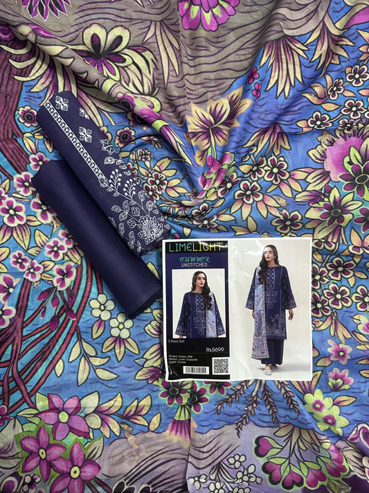 Limelight β Blue Zodiac - Doriya Unstitched 3 PCs Suit