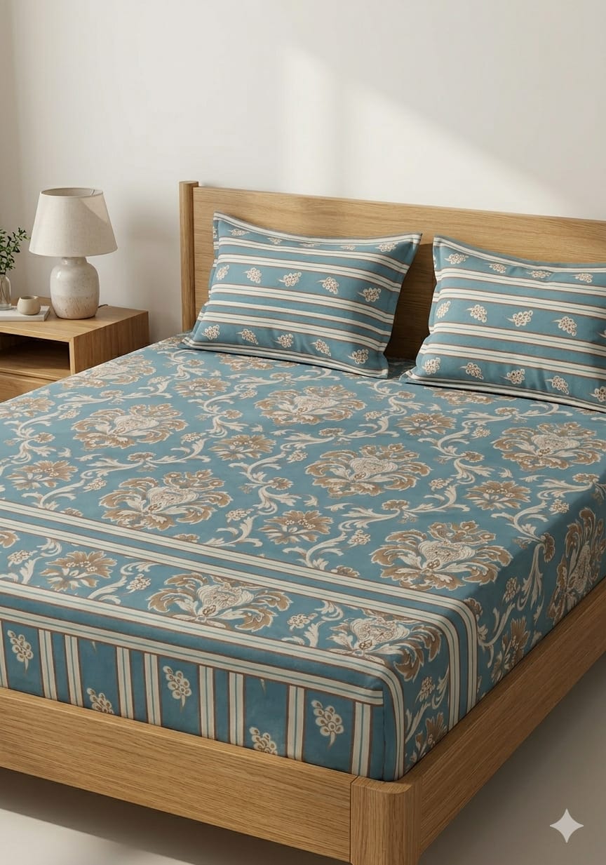 SALONIKA PURE COTTON BEDSHEETS Most Demanding Collection Full Printed King Size Bedsheets