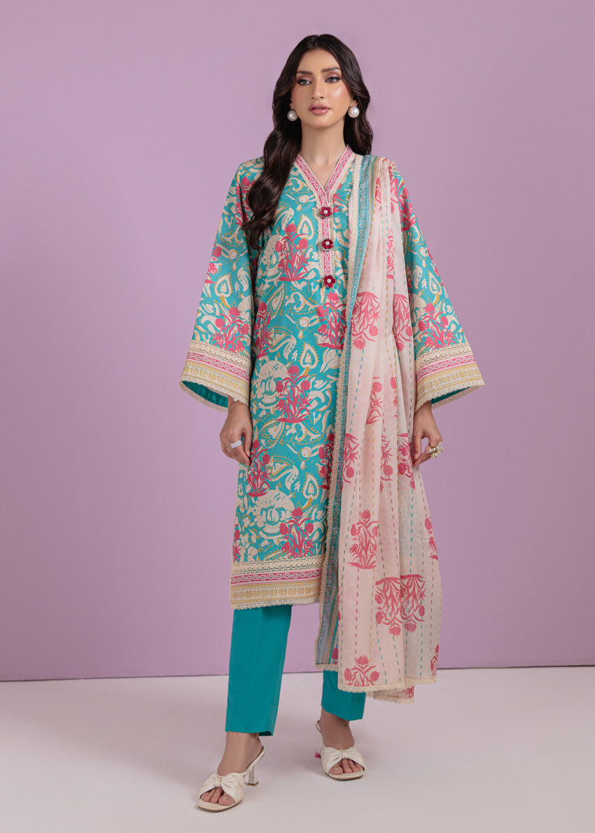 Bonanza Satrangi Unstitched Stamp Floral - 3 Pc (WU3PPBS25LIUN06)