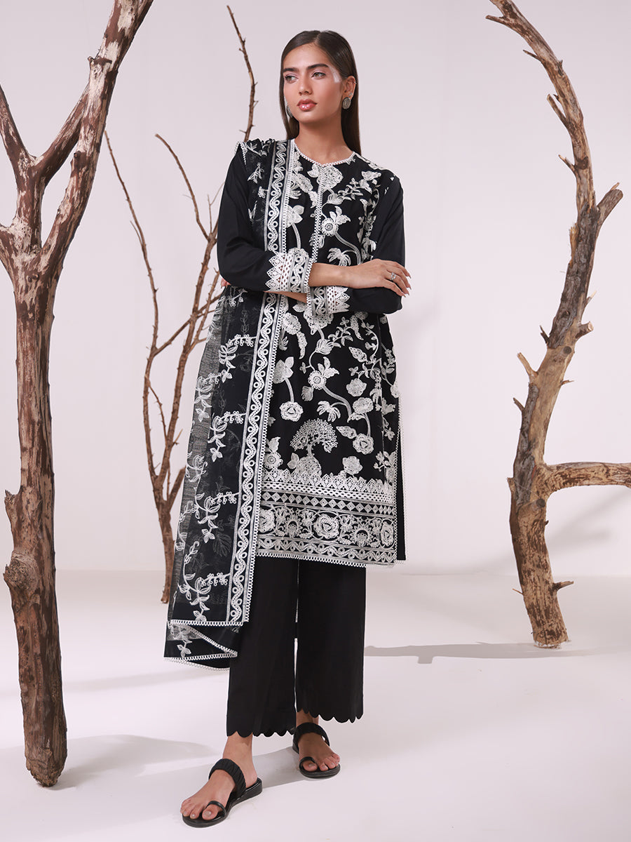 SALITEX MONOCHROME EMBROIDERED LAWN SUIT 🖤