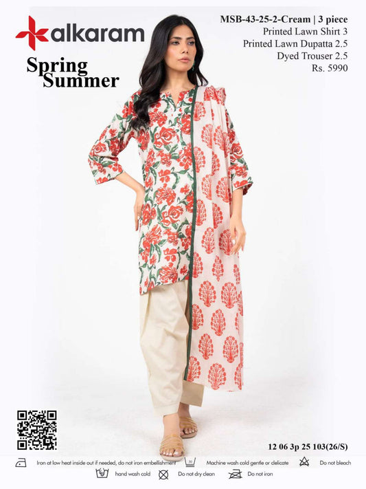 Alkaram Digital Printed Lawn 3 Piece ๐๐งก
