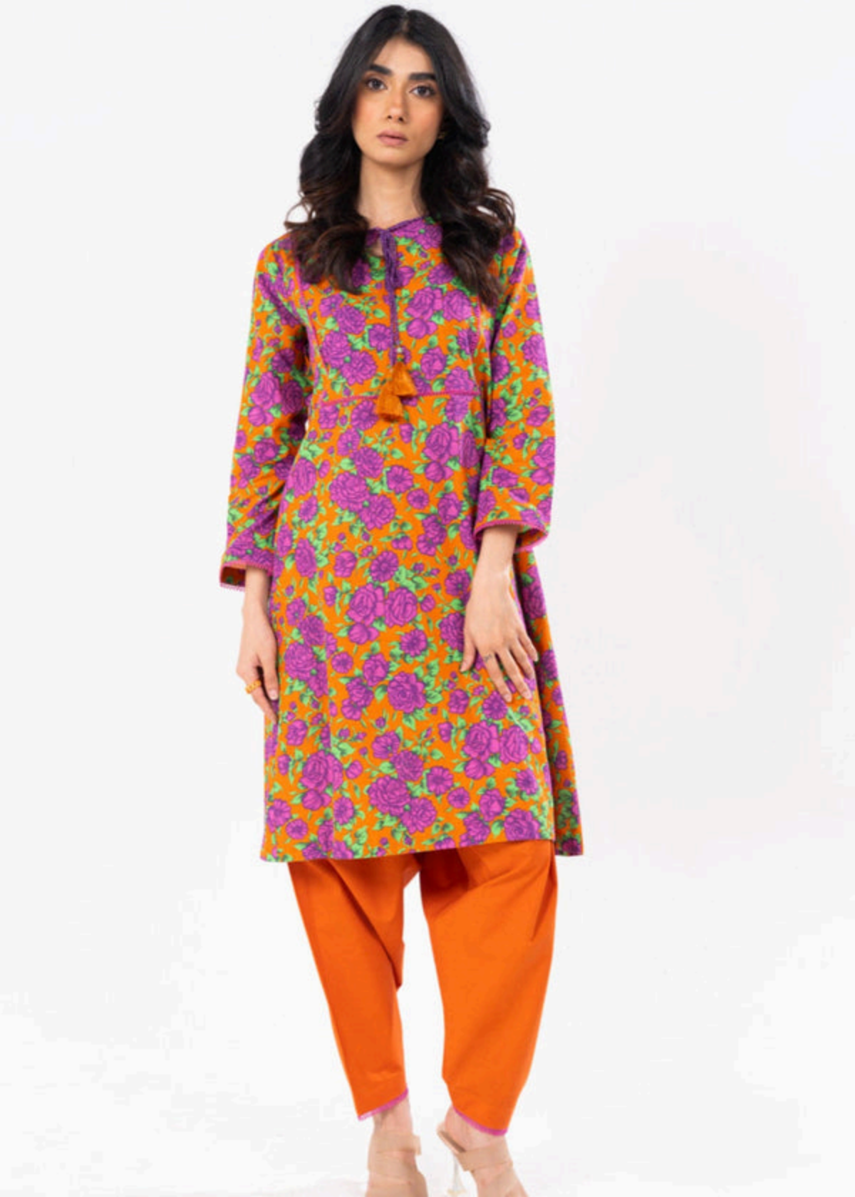Alkaram Bright Orange Khaddar 2Pcs