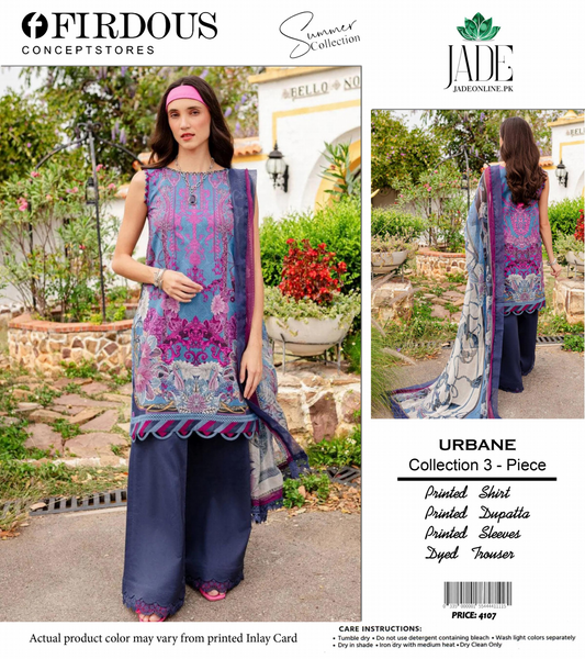 Firdous Jade Unstitched Lawn Copy 3P π₯