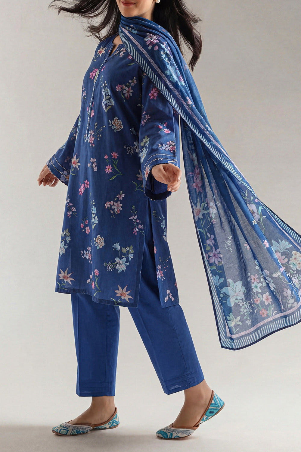 Saya Blue 3PCs Printed Lawn Unstitched Collection